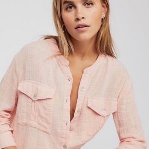 Free People Talk To Me Gauzy Raw Edge Large